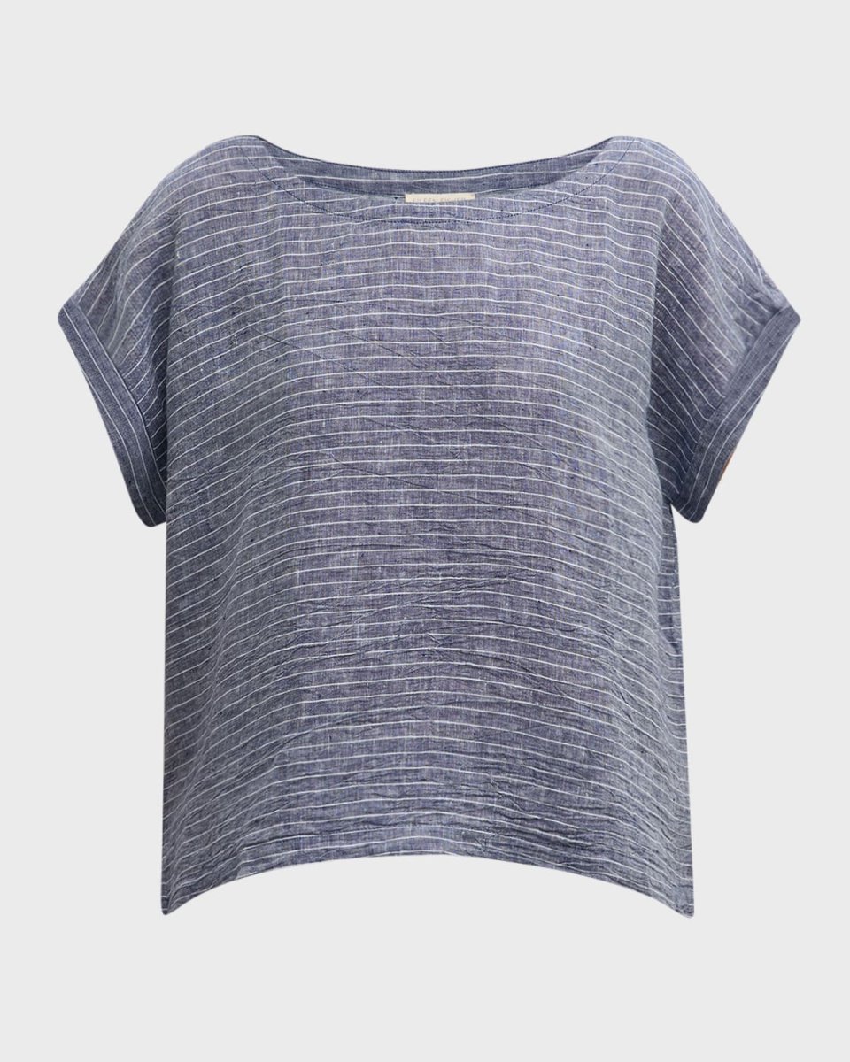 Crinkled Striped Organic Linen Shirt